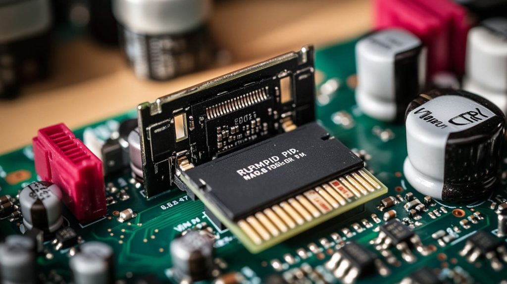 Raspberry Pi board with SD card inserted-2