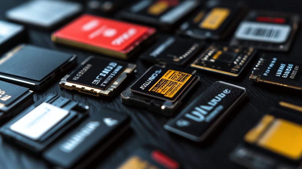 SD cards of different brands with performance labels-4