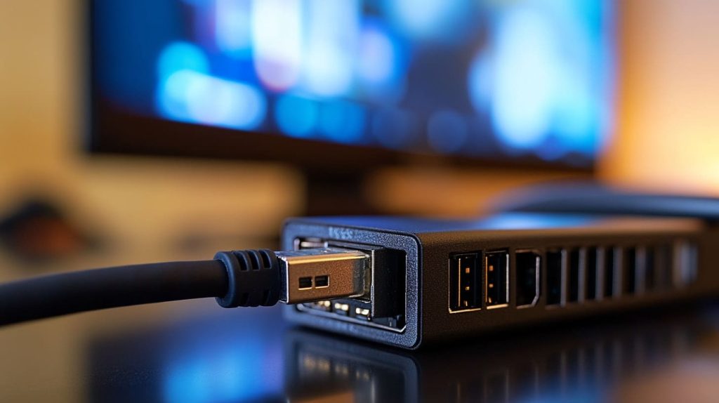 HDMI cable connecting Raspberry Pi to TV-3